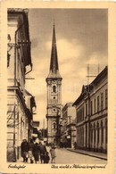 T2/T3 Érsekújvár, Nové Zamky; Utcarészlet, Plébánia Templom, üzletek, Kiadja Jaksics Ferenc / Street, Church, Shops (EK) - Non Classés