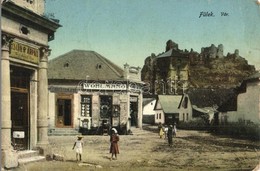 T2/T3 1914 Fülek, Filakovo; Vár, Wohl Manó Vasárú Raktára, Edelstein Jen? üzlete / Castle, Shops (EK) - Non Classificati