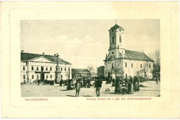 T2/T3 Nagykikinda, Kikinda; Ferenc József Tér, Görögkeleti (ortodox) Szerb Templom, Piaci árusok. W. L. Bp. 6628. / Fran - Non Classificati