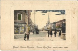 T3 Újvidék, Novi Sad; Kossuth Lajos Utca, üzletek. W. L. Bp. 4220. / Street View, Shops (EB) - Non Classificati