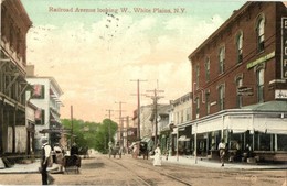 T2/T3 White Plains, Railroad Avenue Looking West, Shops, Café (kopott Sarkak / Worn Corners) - Unclassified