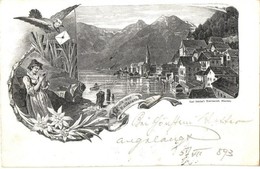 T2 1893 (Vorläufer!) Hallstatt, Karl Stücker's Kunstanstalt. Art Nouveau, Floral - Non Classés