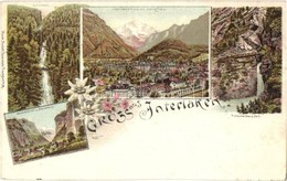 ** T2 Interlaken, Lauterbrunnen, Jungfrau, Trimmelbachfall, Rosenblatt Litho / Mountains, Waterfall, Floral, Litho - Unclassified