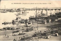 ** T1/T2 Bordeaux, Perspective De La Riviére Vue De La Place Richelieu / Port, Quay, Trams, Ships - Non Classés