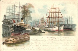 T2/T3 1900 Hamburg, Hafen / Port View With Ships. Kunstanstalt J. Miesler Litho (EK) - Non Classificati