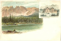 ** T1/T2 Latemar (Südtirol); Karersee, Hotel Karersee, Verlag Von Louis Glaser, Alpen-Postkarte No. 8. / Lake, Hotel, Li - Non Classificati