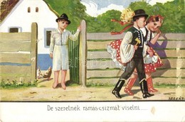 3 Db Régi Magyar Folklór Motívumlap Bernáth és Klaudinyi Aláírásával, Népviselet / 3 Pre-1945 Hungarian Folklore Motive  - Non Classificati