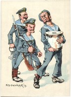 ** T3/T4 Austro-Hungarian Navy K.u.K. Kriegsmarine Mariner Art Postcard, Humor. C. Fano 1914/1915. S: Ed Dworak (vágott  - Non Classificati