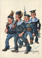 ** T3/T4 Austro-Hungarian Navy K.u.K. Kriegsmarine Mariner Art Postcard, Humor. C. Fano 1914/1915. S: Ed Dworak (vágott  - Non Classés