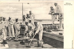 T2/T3 1907 Pola, Bordreinigung. A. Bonetti / K.u.K: Kriegsmarine Mariners Mopping The Deck (EK) - Non Classificati