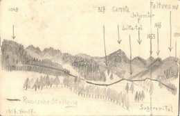 * T3/T4 1917 Russische Stellung / Kézzel Rajzolt Osztrák-magyar Tábori Postai Levelez?lap / WWI Austro-Hungarian K.u.K.  - Non Classificati