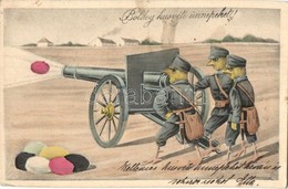 * T2/T3 Boldog Húsvéti Ünnepeket! / WWI Austro-Hungarian K.u.K. Military Easter Greeting Card With Chicken Soldiers And  - Non Classificati