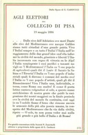 ** T1 Carducci Operas, Italian Patriotic Propaganda, Agli Elettori Del Collegio Di Pisa - Zonder Classificatie