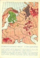 ** T1/T2 A Finnugor Népek; A Sugurahvaste Instituut (Rokonnépek Intézete) Kiadása / Finno-Ugric Language Family Map - Zonder Classificatie