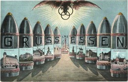 * T2 Essen, Krupp Factory Advertisement Card With Town-view Pictres - Non Classificati