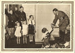 T2/T3 Adolf Hitler With Children. Hitlerjugend, NSDAP German Nazi Party Propaganda, Swastika + 1939 50. Geburtstag Des F - Non Classés