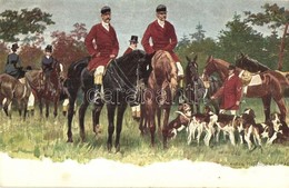 ** T2 Hunters On Horseback With Dogs, S: Anton Hoffmann - Non Classificati