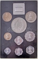India 1973. 1p-10R (9xklf) Forgalmi Sor Eredeti, Sérült Dísztokban, Közte 1973. 10R Ag 'F.A.O.' + 'India Government Mint - Non Classificati