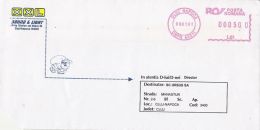 6487FM- AMOUNT 500, CLUJ NAPOCA, RED MACHINE STAMPS ON COVER, COMPANY HEADER, 2001, ROMANIA - Covers & Documents