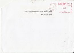 6490FM- AMOUNT 700, BUCHAREST, RED MACHINE STAMPS ON COVER, 2001, ROMANIA - Covers & Documents