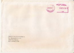 6493FM- AMOUNT 3200, BUCHAREST, RED MACHINE STAMPS ON COVER, 2001, ROMANIA - Cartas & Documentos