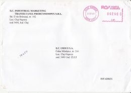 6497FM- AMOUNT 2900, CLUJ NAPOCA, RED MACHINE STAMPS ON COVER, COMPANY HEADER, 2001, ROMANIA - Brieven En Documenten