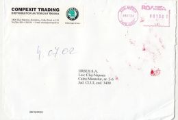6503FM- AMOUNT 1500, CLUJ NAPOCA, RED MACHINE STAMPS ON COVER, COMPANY HEADER, 2002, ROMANIA - Lettres & Documents