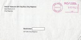 6505FM- AMOUNT 3000, CLUJ NAPOCA, RED MACHINE STAMPS ON COVER, COMPANY HEADER, 2003, ROMANIA - Lettres & Documents