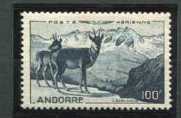 7245   ANDORRE   PA 1**  100 F Bleu-noir : Isards Et Chaîne De L'Alt Del Grio (cote: 109€)  1950   TTB - Correo Aéreo