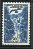 7248   ANDORRE   PA 4**  500 F   Bleu : Le  Valira De L'Orient  (cote: 144€) 1955  TTB - Luftpost