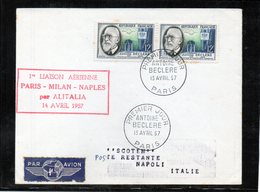 Paris - Milan - 1ere.Liaison Par Alitalia - 1960-.... Cartas & Documentos