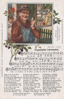 Künstlerkarte Liedkarte AK Gruß Erzgebirge Erzgebirgische Zufriedenheit Vogel Schwarzenberg Lied Sage Musik Mundart - Schwarzenberg (Erzgeb.)