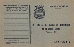 TARJETA ENTERO POSTAL SIN CIRCULAR , FRANQUICIA , SERVICIO METEOROLÓGICO NACIONAL , CLIMATOLOGIA - 1850-1931