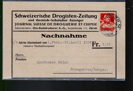 Un Carte : Abonnement  D'un Journal Suisse  De Droguerie Et Chimie  Année 1932  Apotheker Meier Bremgarten /Aargau - Bremgarten