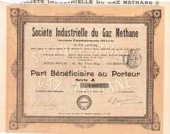 Ancienne Action - Société Industrielle Du Gaz De Méthane - Anciens Ets Hella  - Titre De 1909 - Electricidad & Gas