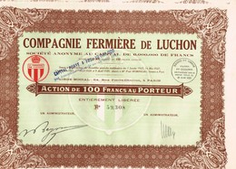 Ancienne Action - Compagnie Fermière De Luchon  - Titre De 1929 - Altri & Non Classificati