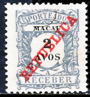 !										■■■■■ds■■ Macao Postage Due 1911 AF#14(*) "REPUBLICA" 2 Avos Loz (x12026) - Timbres-taxe