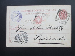 Italien 1899 / 1901 Ganzsachennach Leutersdorf Sachsen- Defenderte Di Luigi Bolgeri Monza. Torino - Stamped Stationery
