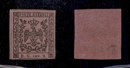 0016 ANTICHI STATI - MODENA - 1853 - 9 Cent Viola Lilla (2a-Segnatasse) - Invisibile Piccola Traccia Di Linguella - Fres - Sonstige & Ohne Zuordnung