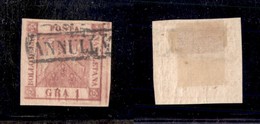 0019 ANTICHI STATI - NAPOLI - 1859 - 1 Grano (4f) - Doppia Incisione (posiz.10) - Molto Bello - Cert. AG (800) - Sonstige & Ohne Zuordnung