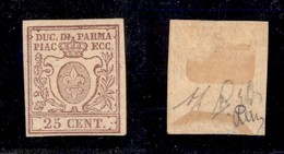 0041 ANTICHI STATI - PARMA - 1857 - 25 Cent (10) Ben Marginato - Diena (1.500) - Autres & Non Classés