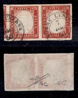 0088 ANTICHI STATI - SARDEGNA - 1860 - 40 Cent (16C) - Coppia Orizzontale - Ottimi Margini Con Parte Di Vicino - Torre L - Sonstige & Ohne Zuordnung