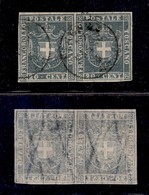 0121 ANTICHI STATI - TOSCANA - 1860 - 20 Cent (20b) - Coppia Orizzontale Con Grandi Margini E Parte Di Vicino A Sinistra - Sonstige & Ohne Zuordnung