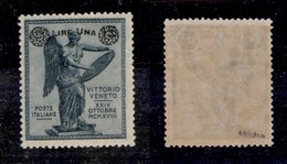 0182 REGNO - 1924 - 1 Lira Vittoria (160d) Con Filigrana Croce - Gomma Integra (600) - Altri & Non Classificati