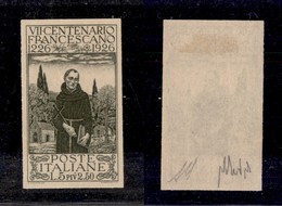 0188 REGNO - 1926 - Prova D’Archivio - 5 Lire S.Antonio (P197-colore Adottato Per Le Colonie) - Cert. AG (1.300) - Other & Unclassified