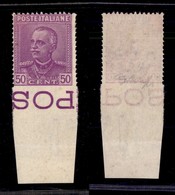 0194 REGNO - 1928 - 50 Cent Parmeggiani (225ba) Con Doppio Pettine E Non Dentellato In Basso - Gomma Integra (1.800) - Other & Unclassified