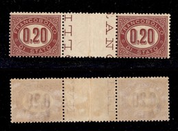 0225 REGNO - 1875 - 20 Cent (3-Servizio) - Coppia Con Interspazio Al Centro - Gomma Integra (750) - Sonstige & Ohne Zuordnung