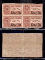 0229 REGNO - 1922 - 60 Cent Su 50 (6k-Espressi) Non Dentellato In Quartina (1.400) - Autres & Non Classés