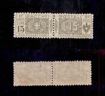 0237 REGNO - 1922 - 15 Lire (18-Pacchi Postali) - Gomma Integra - Centratura Perfetta - Splendido - Cert. AG (675++) - Sonstige & Ohne Zuordnung