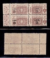 0238 REGNO - 1923 - 3 Lire Su 10 (23b+23-Pacchi Postali) - Coppia Verticale Con Stampa Evanescente + Normale (in Basso)  - Autres & Non Classés